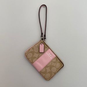 Coach Signature & Pale Pink Wristlet